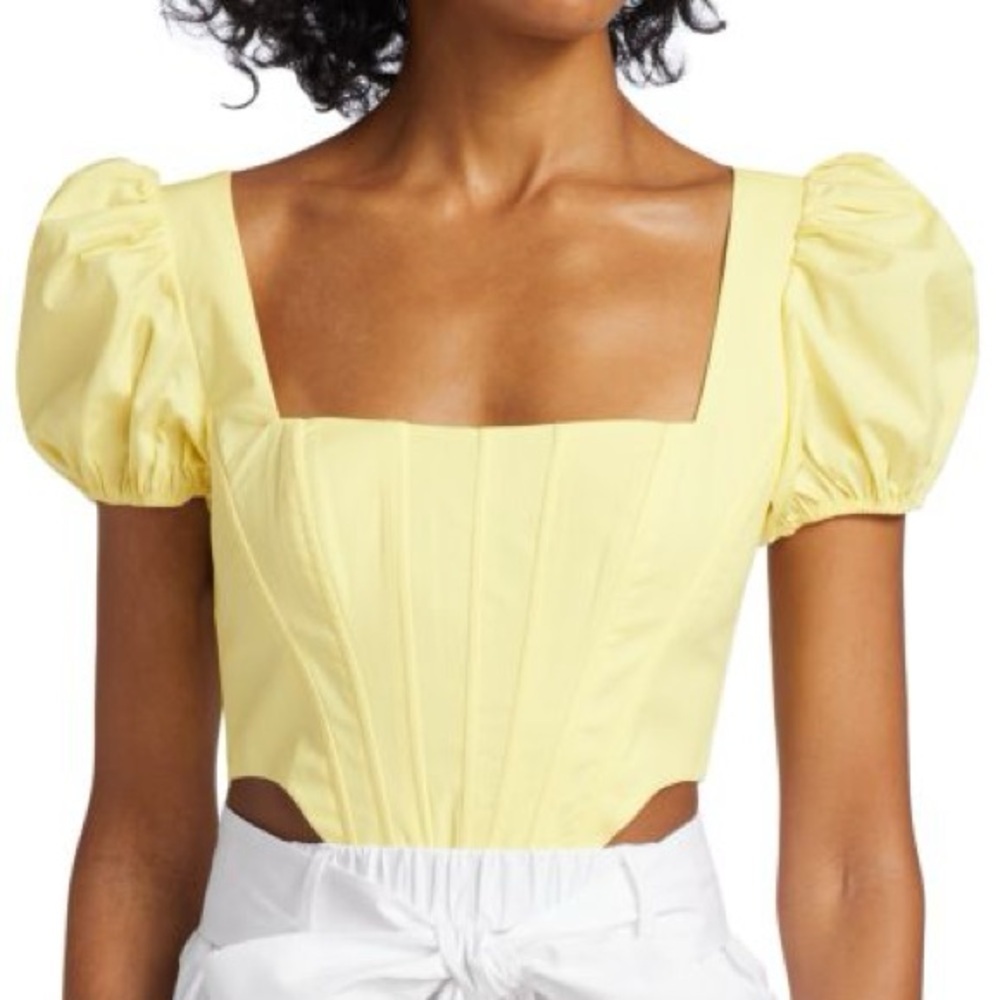 STAUD Eliza Corset Top in Yellow